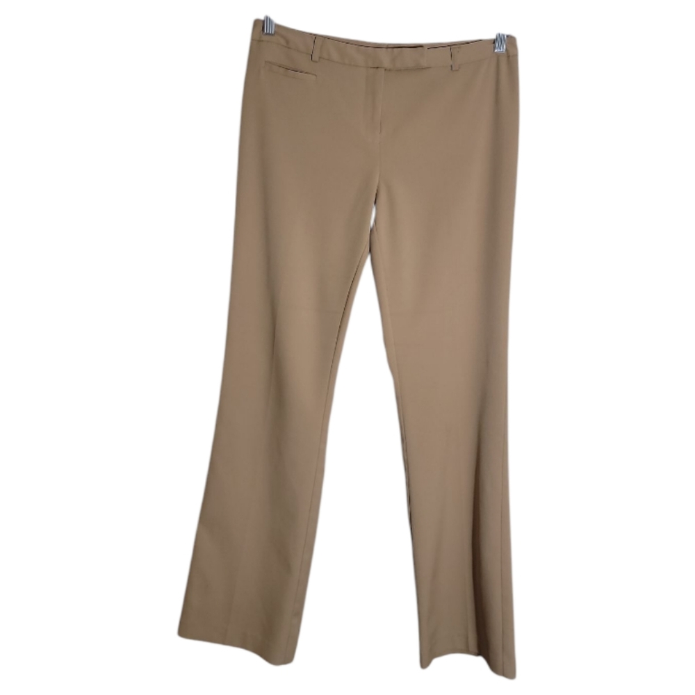 Express women's size 7/8 tan mid rise dress pants stretch bootcut workwear